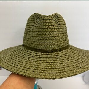 Treasure & Bond Relaxed Braided Paper Straw Panama Hat Light Green Khaki NWT